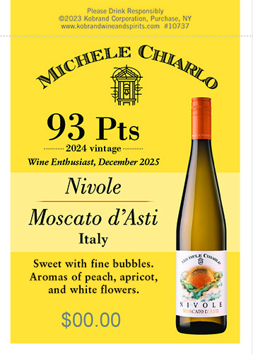 Nivole Moscato d’Asti DOCG 2024 Wine Enthusiast 1-Up Shelf Talker – 93 Points (Editable PDF)