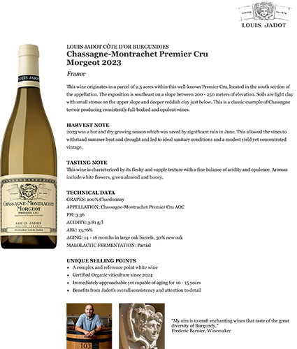 Chassagne-Montrachet Premier Cru Morgeot 2023 Fact Sheet