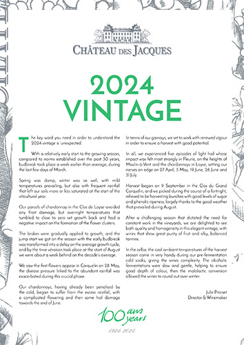 Château des Jacques 2024 Vintage Presentation