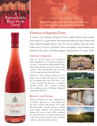Château d’Aquéria Family Sell Sheet