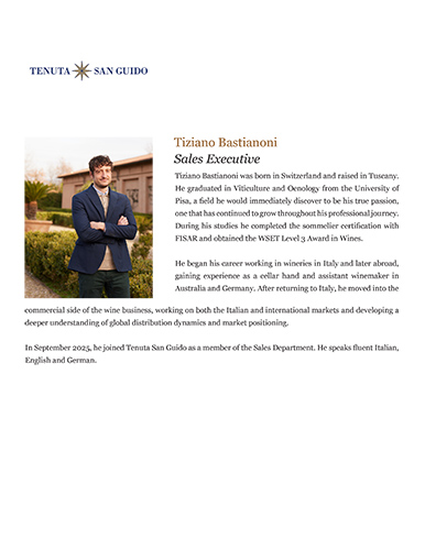 Tiziano Bastianoni, Sales Executive