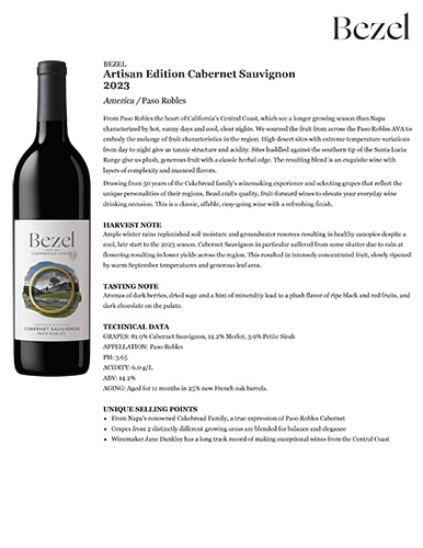 Artisan Edition Cabernet Sauvignon 2023 Fact Sheet
