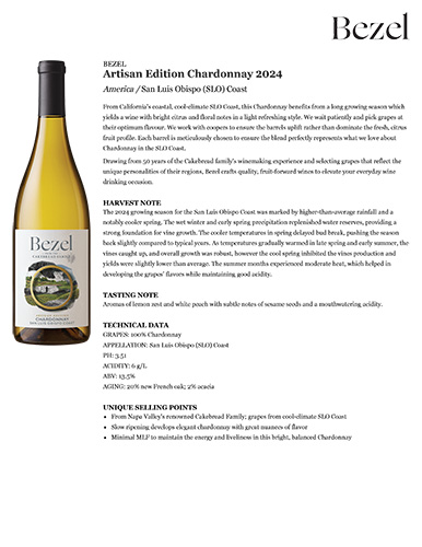 Artisan Edition Chardonnay 2024 Fact Sheet