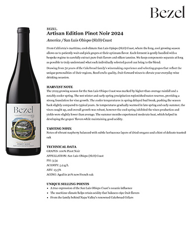 Artisan Edition Pinot Noir 2024 Fact Sheet