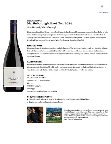 Martinborough Pinot Noir 2024 Fact Sheet