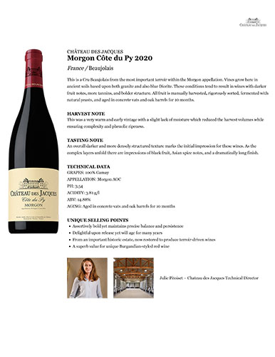 Morgon Côte du Py 2020 Fact Sheet