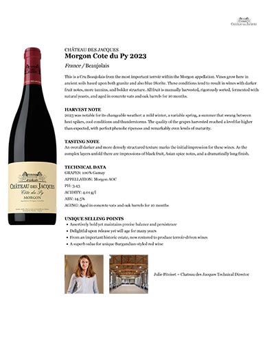Morgon Cote du Py 2023 Fact Sheet