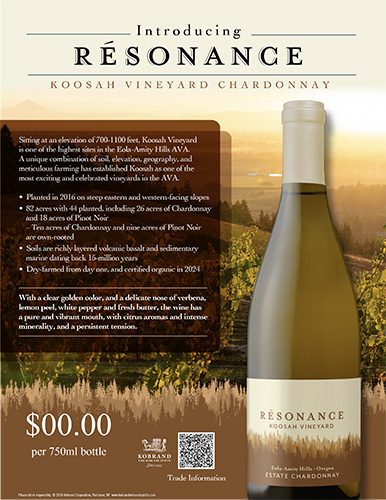 Koosah Vineyard Chardonnay Sell Sheet (Editable)