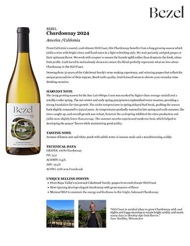 Chardonnay 2024 Fact Sheet