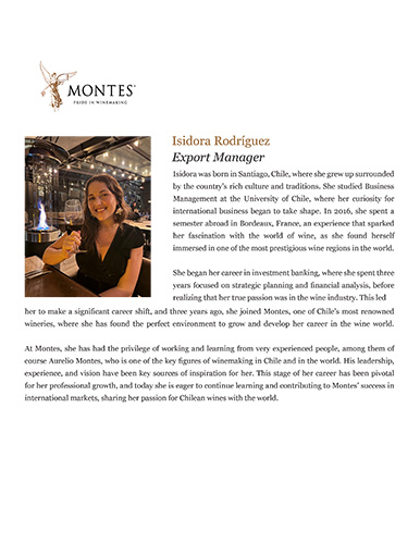 Isidora Rodriguez, Export Manager