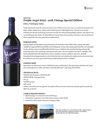 Purple Angel 2022 Fact Sheet – 20th Vintage Special Edition