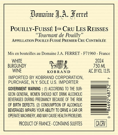 Pouilly-Fuissé Hors-Classe Tournant de Pouilly 2024 Back Label