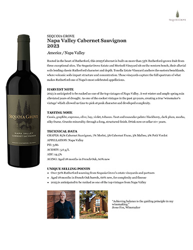 Napa Valley Cabernet Sauvignon 2023 Fact Sheet