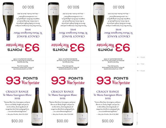 Te Muna Sauvignon Blanc 2025 Wine Spectator 6-Up Shelf Talker (Editable PDF) – 93 Points