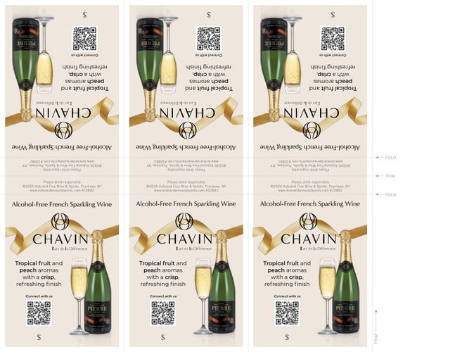 Pierre Chavin Zero Sparkling Chardonnay 6-Up Shelf Talker